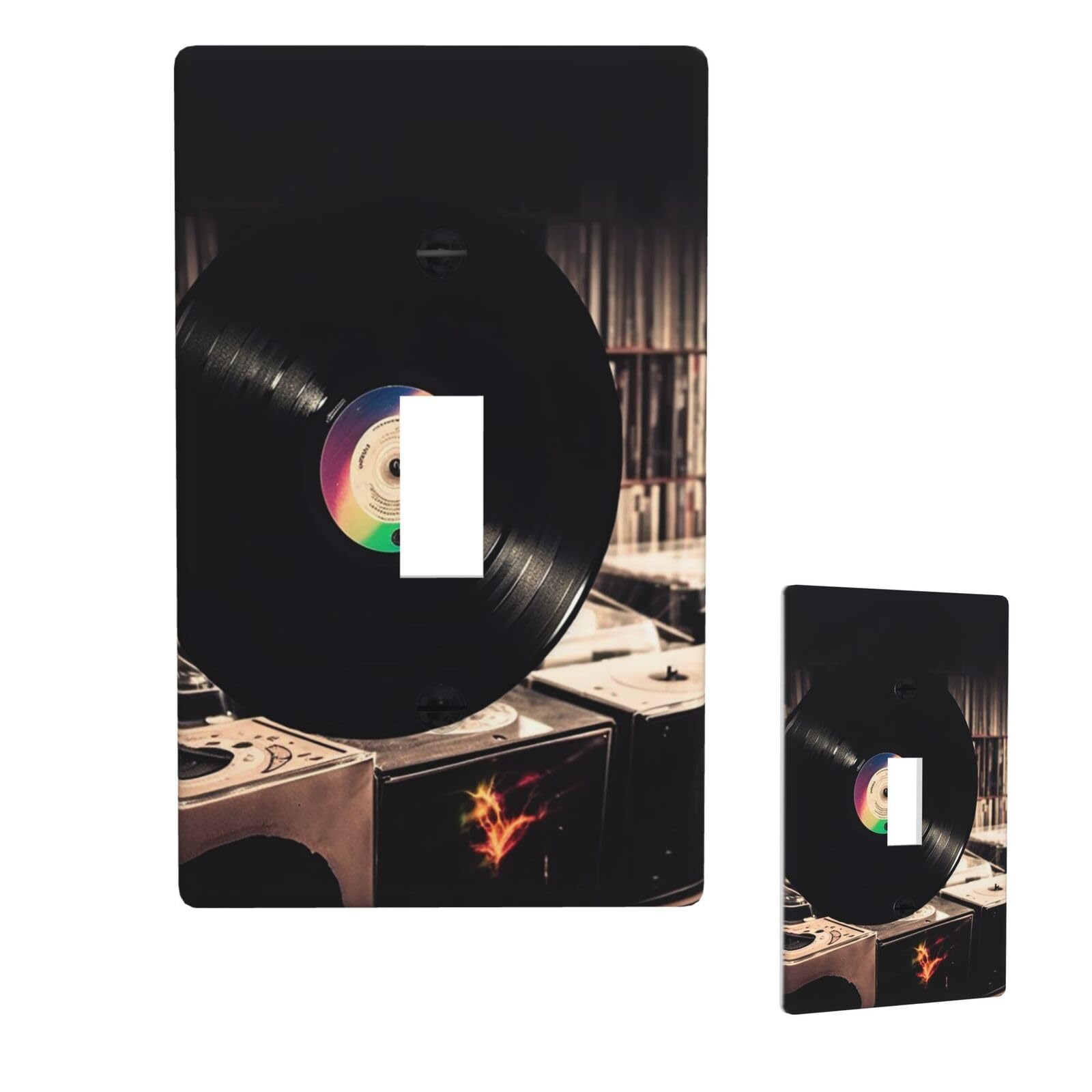 1 Gang Single Toggle Wall Plates, Unbreakable Decorative Light Switch Plate Covers Vinyl Records Electrical Switchplate Cover Faceplate For Bathroom Kitchen Decor