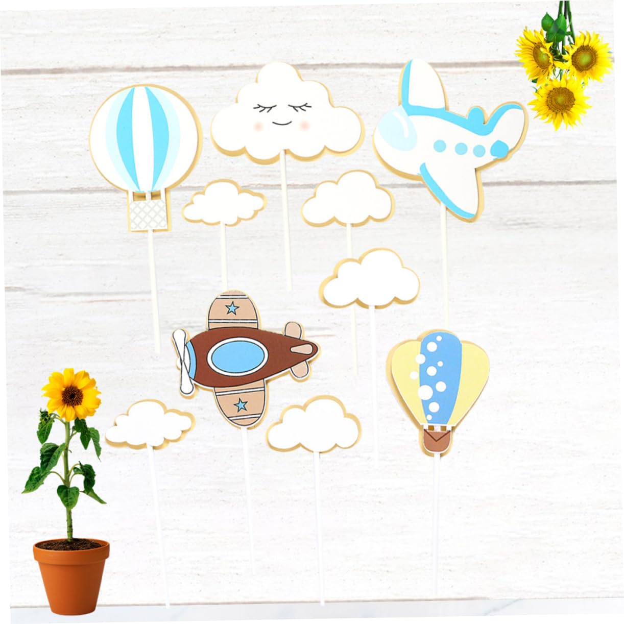 Abaodam 60 Pz Plettri Di Torta Nuvola Festa Topper Per Torte in Mongolfiera Baby Topper Cupcake Nuvola Decorazione Torta Baby Shower Nube Aereo Compleanno Bambino Le Nuvole