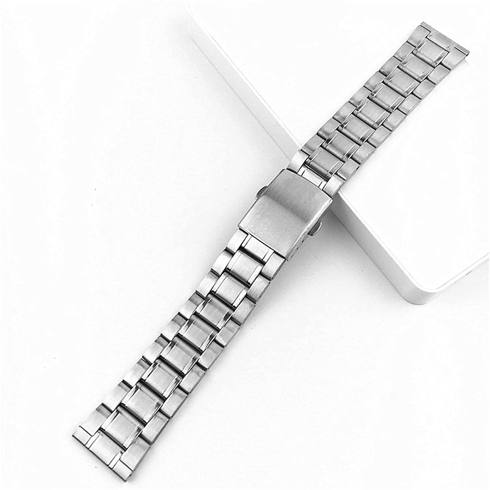 Cinturino di Ricambio in Metallo Acciaio Inossidabile Cinturino Orologio Fibbia Piatta Polso Argento Oro, Argento, 12 14 16 18 20 22mm