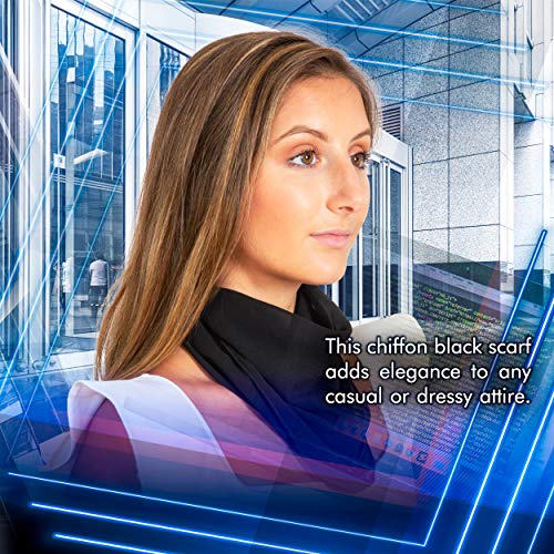 Skeleteen Chiffon Head Neck Scarf - Black Classic Retro Sheer Square Head Scarves Handkerchiefs Handbag Ties for Women and Girls3