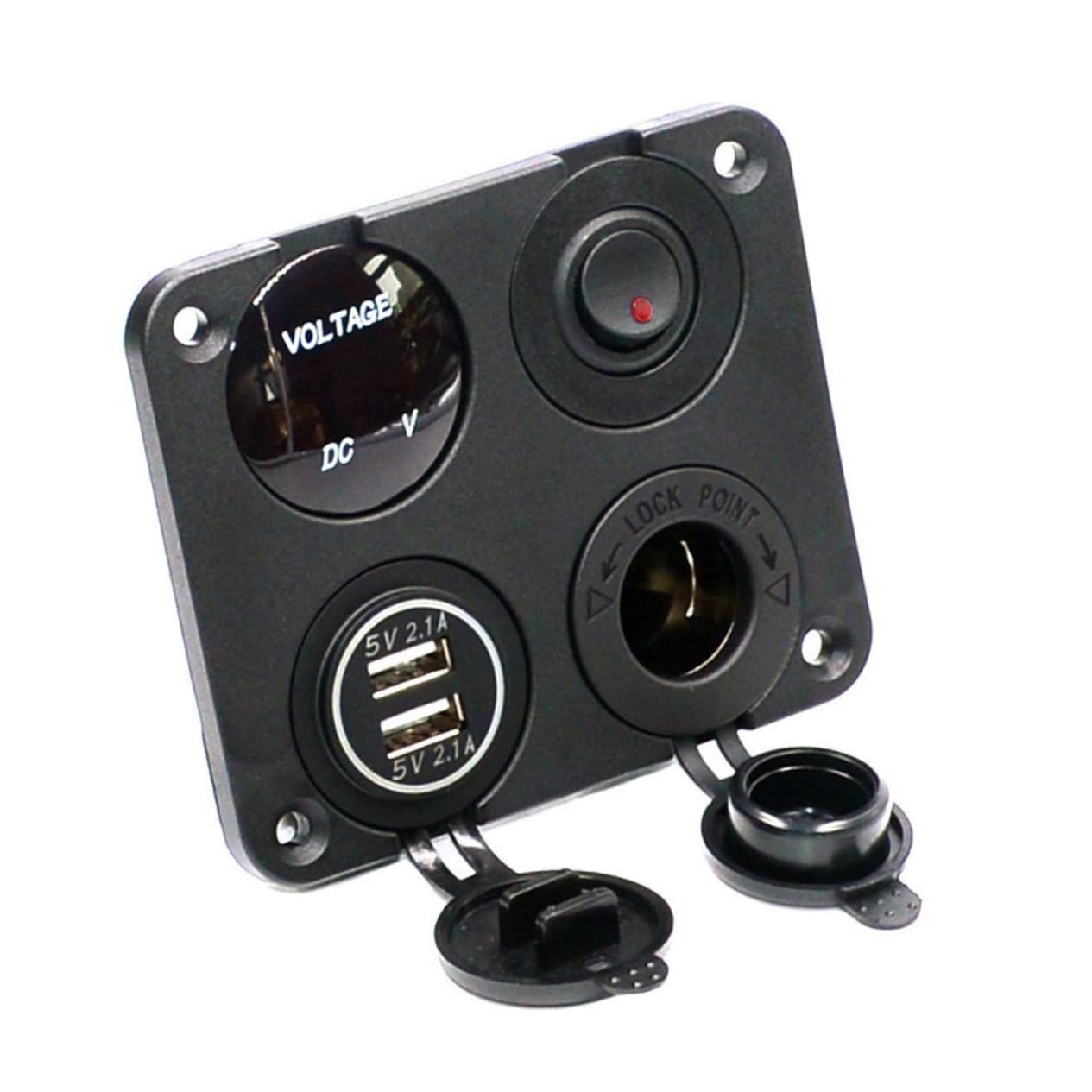 Toma de Corriente USB para Coche Voltímetro y Tapa