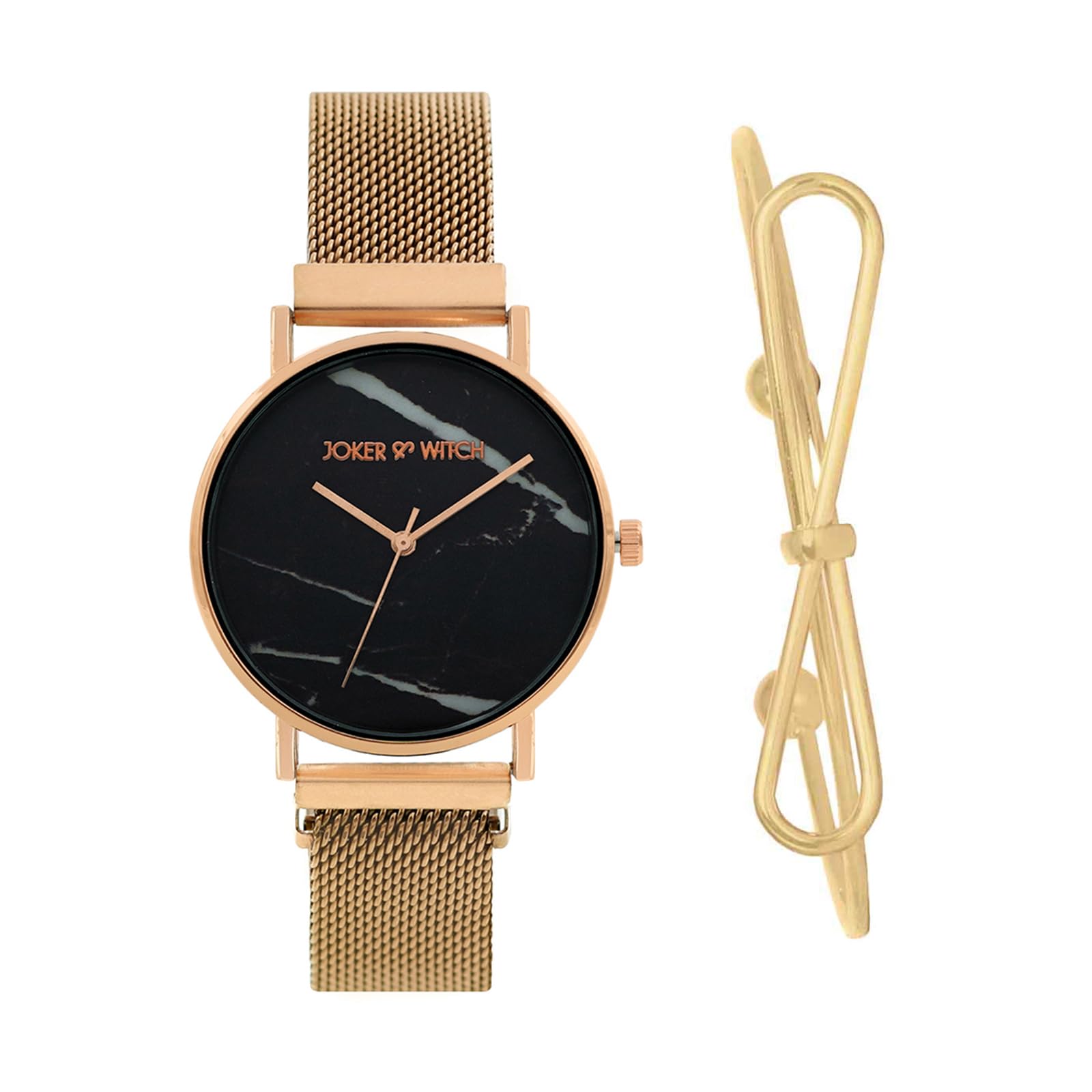 Joker & Witch Stainless Steel Women Bailey Analog Watch Bracelet Stack, Dial Color-Black, Band Color-Rose Gold (B0C7L8BKLF) Amazon Price History, Amazon Price Tracker