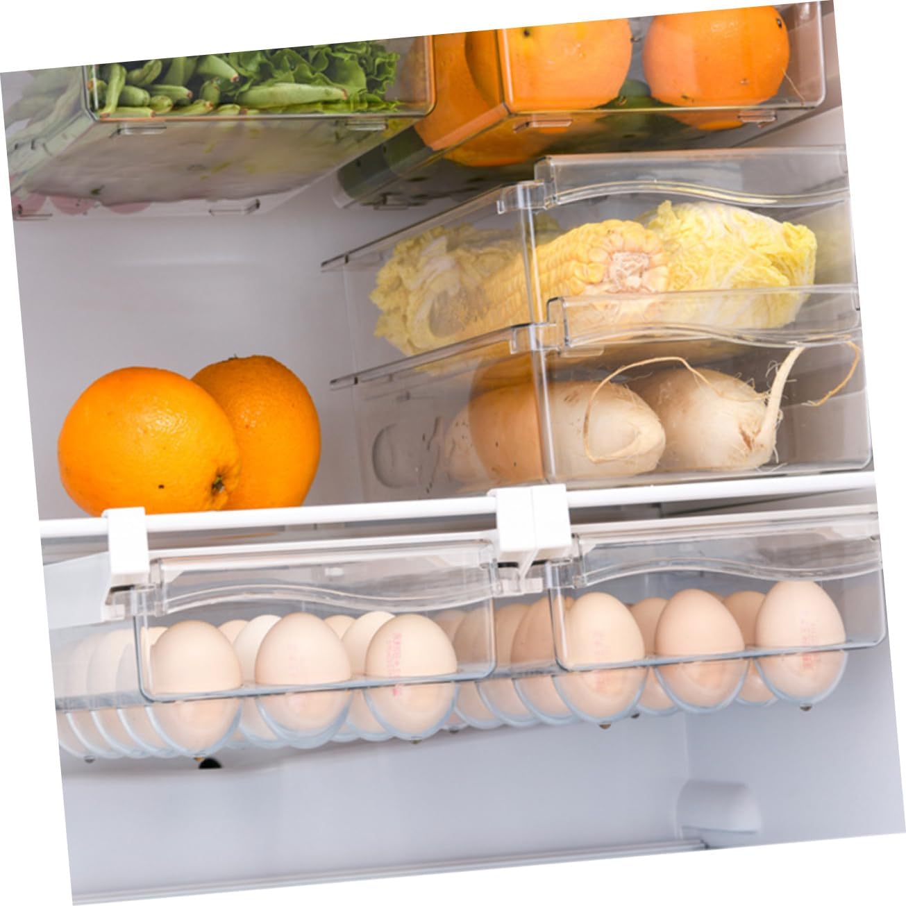 Type Organizer Rack Efficient Storage Container for Refrigerator Space-saving Design for Kitchen Organization Holds