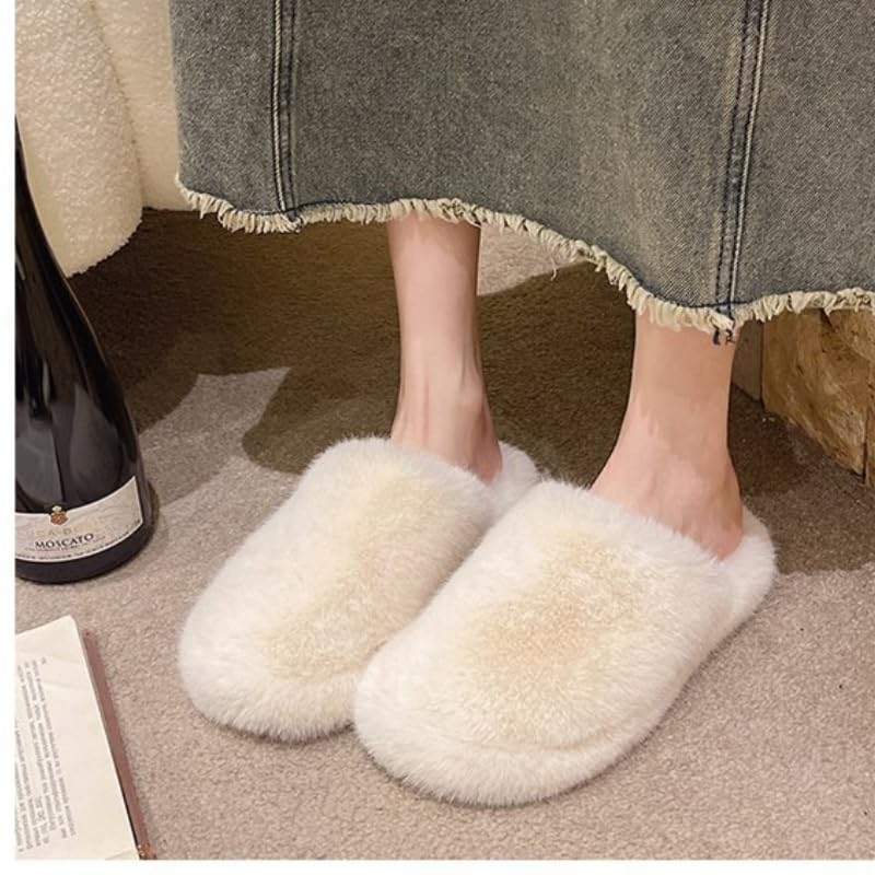 Women's Slippers - Soft Faux Fur Flats with Non-Slip Sole for Home & Casual Wear4