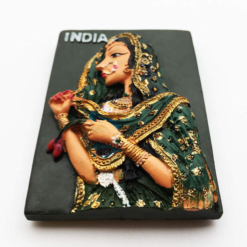 3D Sari India Refrigerator Fridge Magnet Tourist Souvenirs Handmade Resin Craft Magnetic Stickers Home Kitchen Decoration Travel Gift - Image 2