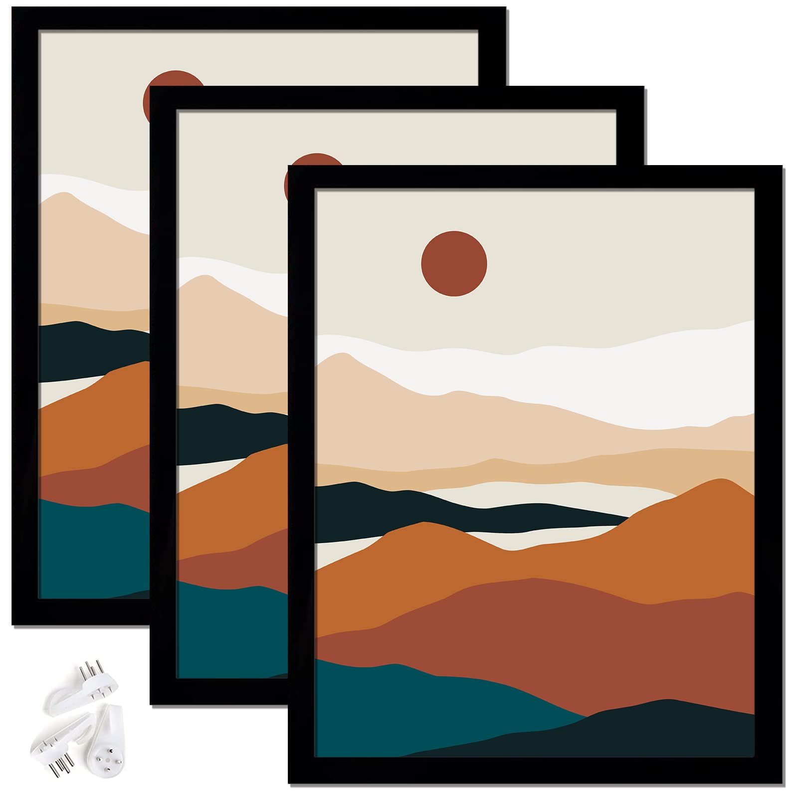 Black 8x10 Picture Frame Set of 3, High Transparent Frame for 8 By 10 Photo Collage Canvas Poster Size Wall Mount and Tabletop Horizontally Vertically (Black, 8 x 10 inches)