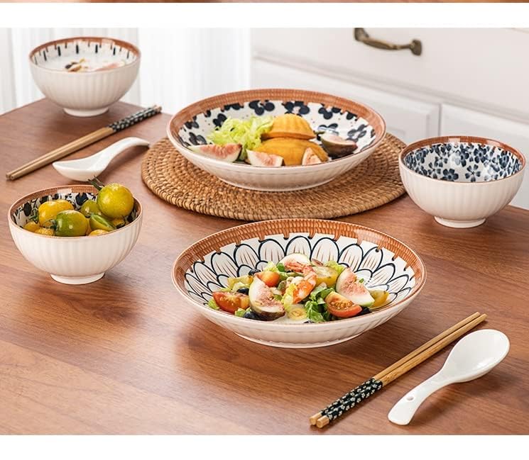 Image of Plates and Bowls Set | Ceramic Dinner Set | 4 Pcs Ceramic Bowl, 2 Plates Elegant Dinnerware for Rice, Soup, Snacks & Desserts-Kitchen & Dining, Crockery Set for Dining & Gifting(2plate+4bowl)