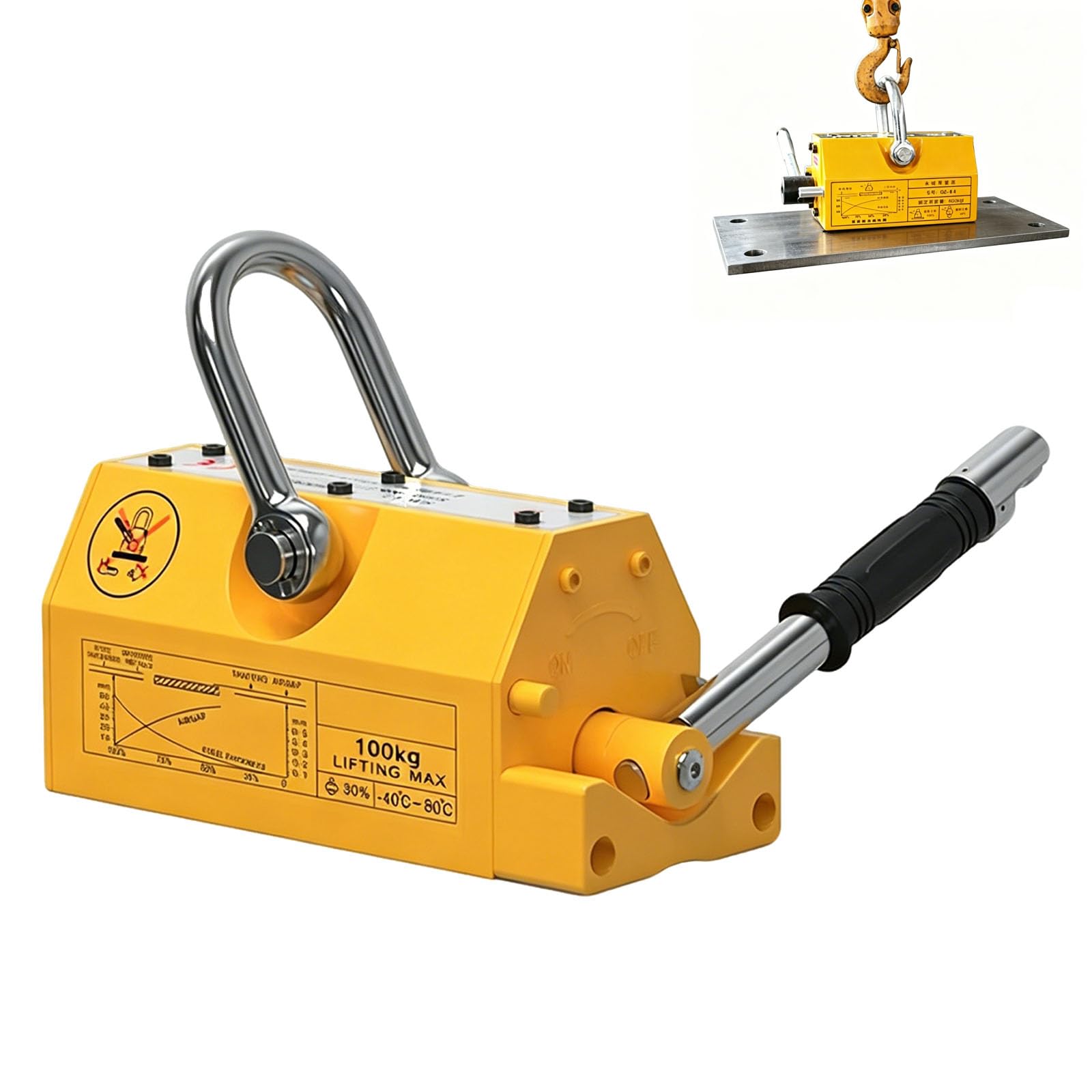 Podnośnik Magnetyczny O Dużej Wytrzymałości, Dźwig Podnoszący Z Magnesem Neodymowym 220/440/880Lbs Z Szybkozamykaczem, Magnes Stały Do Podnoszenia Płyt, Pręt Okrągły 100KG