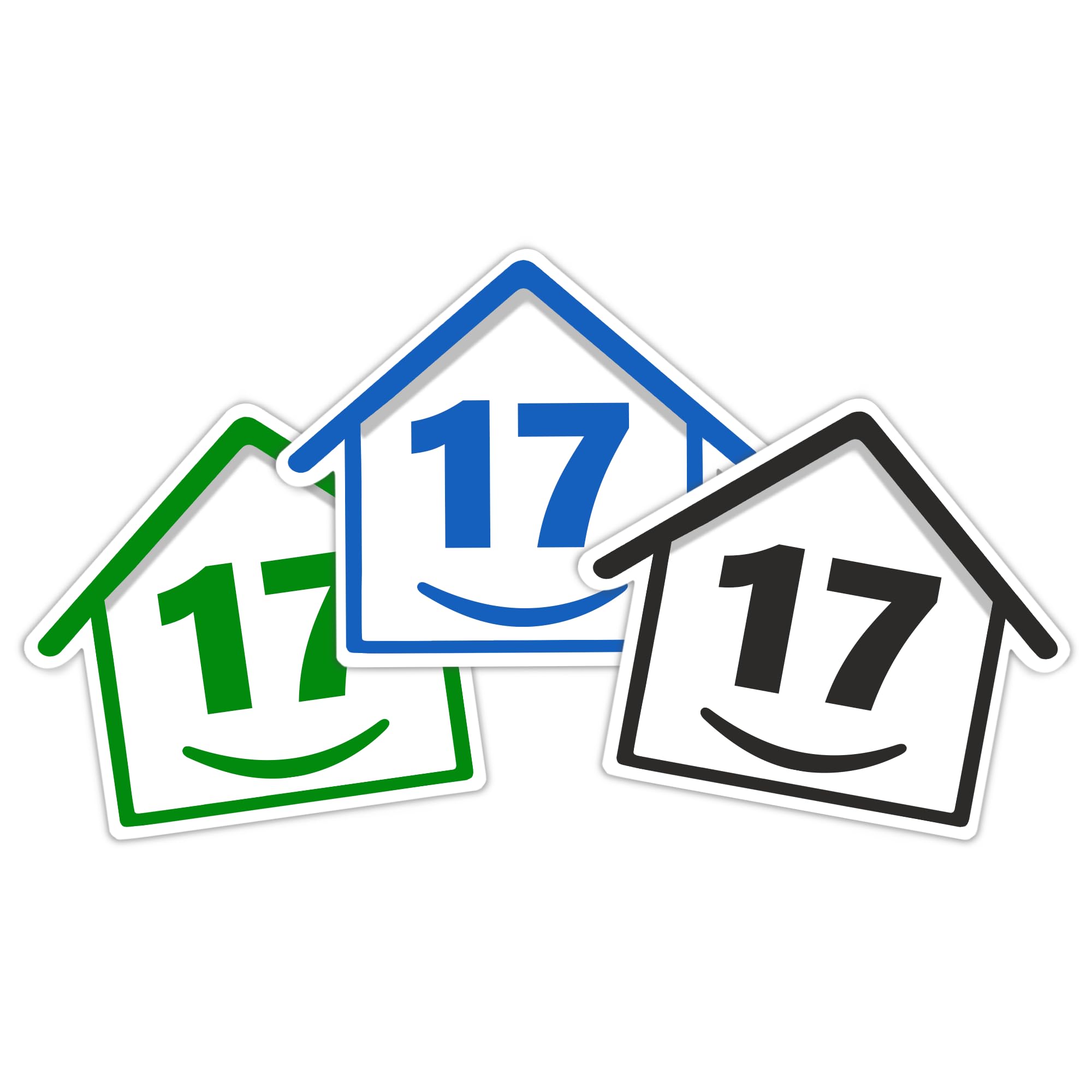 3 x Bin Numbers for Wheelie Bins, 1-99, 15cm ‘Happy House’ Colour Design Dustbin Stickers, Easy Application Stick On Number Stickers - Weatherproof Self Adhesive Vinyl – Blue, Black and Green (14) — view 41