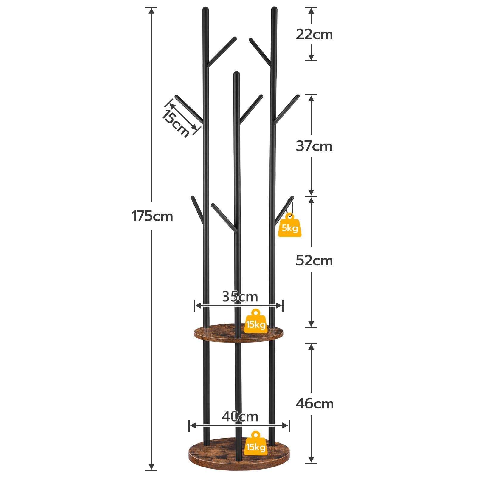 YMYNY HGR005W Kledingrek, vrijstaand kledingrek met legplanken, halgarderobe met 3 houten planken en 1 stoffen mand, metalen kledingstandaard voor slaapkamer en woonkamer, wit YMYNY HGR005W Kledingrek, vrijstaand kledingrek met legplanken, halgarderobe met 3 houten planken en 1 stoffen mand, metalen kledingstandaard voor slaapkamer en woonkamer, wit