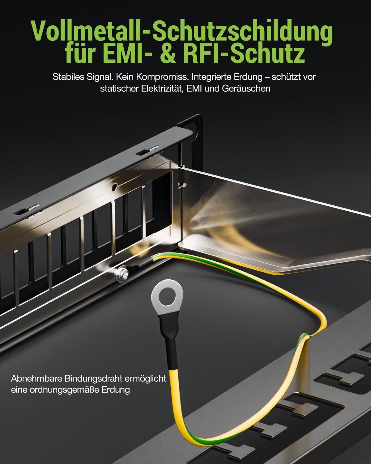 24 Port CAT7 Patchpanel mit 24 x Vergoldet Cat7 Keystone Module,10 Gbit/s 600MHz, Geschirmtes Keystone Patchpanel, 19 Zoll patchpanel mit EMI/RFI-Schutz und Kabelmanagement-Kit