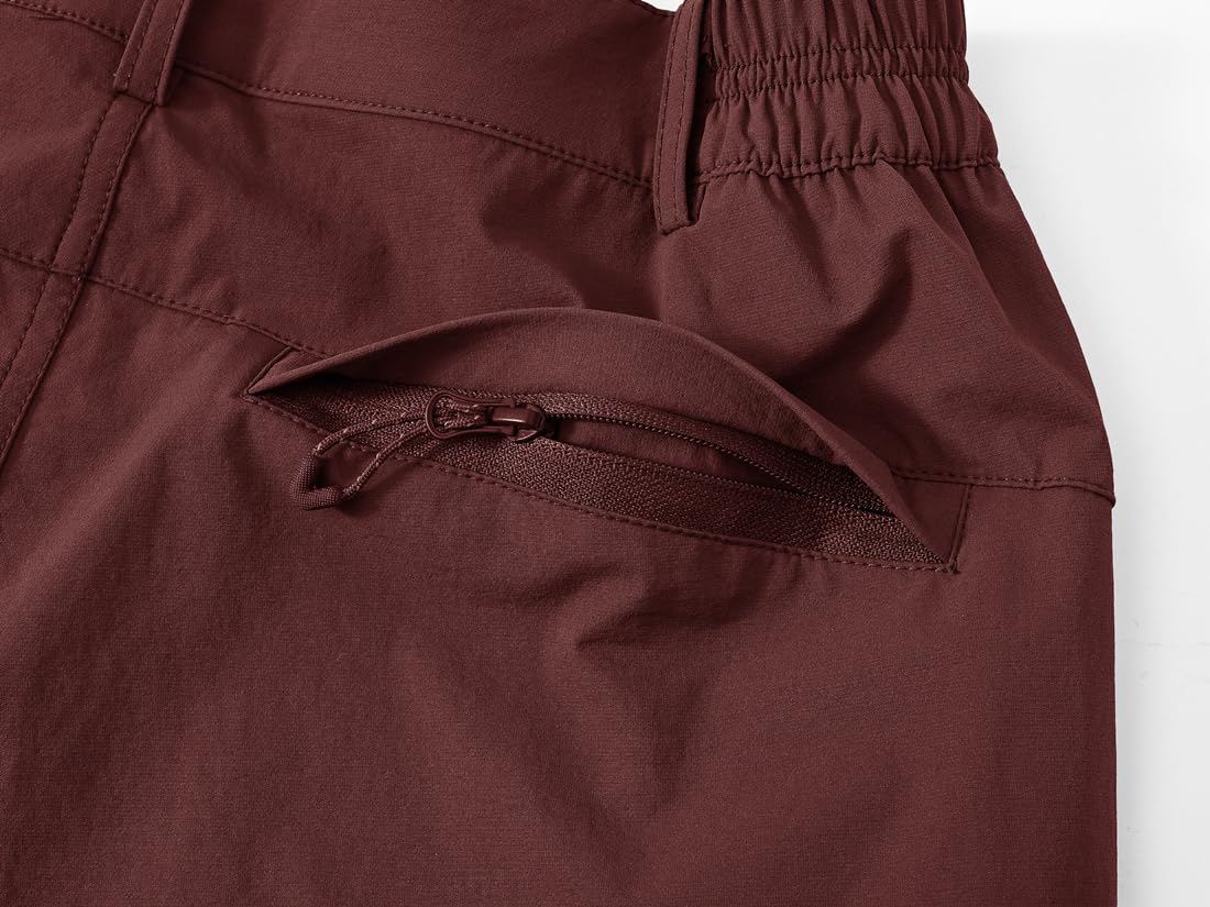donhobo Short pour femme - Léger - Séchage rapide - Respirant - Pour la randonnée, le sport - Pour l'été - Pour les loisirs, rouge bordeaux, L