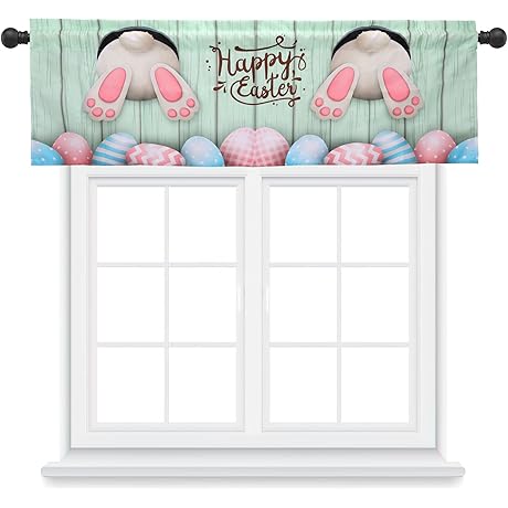 Blue Easter Valance: Perfect Window Decor for Easter Celebration