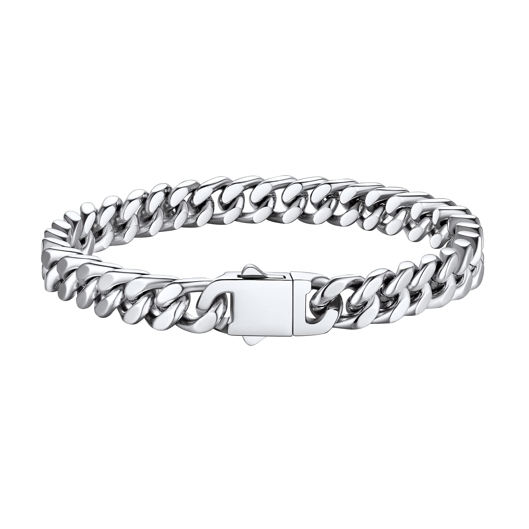 Bestyle Armband Herren Edelstahl Panzerkette - Silber/Schwarz/Gold Armbänder für Männer 5/7/9/12.5MM Breit - 19/21/23CM Länge Kubanische Herrenarmband Geschenke für Papa Bruder Ehemann Sohn