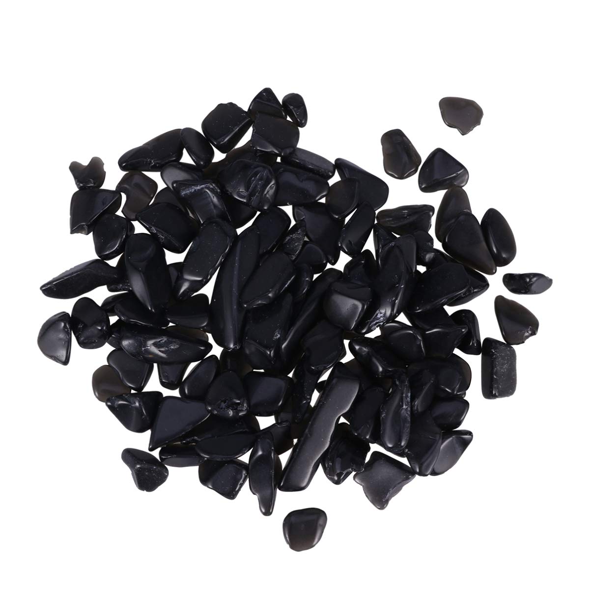 Healifty 500g Natural Stone Chips Crystal Beads Tumbled Gemstone for DIY Craft Glue On Jewelry Making Home Decor - Obsidian