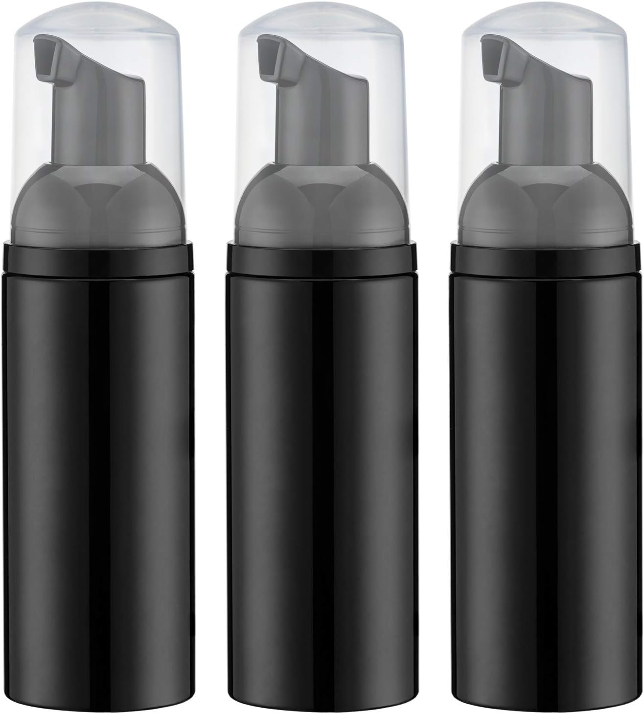 Tekson Soap Foam Bottle (Black Pump), Empty Travel Foaming Lash Shampoo for Cleanser, Dispenser (60ml, 2 fl oz)