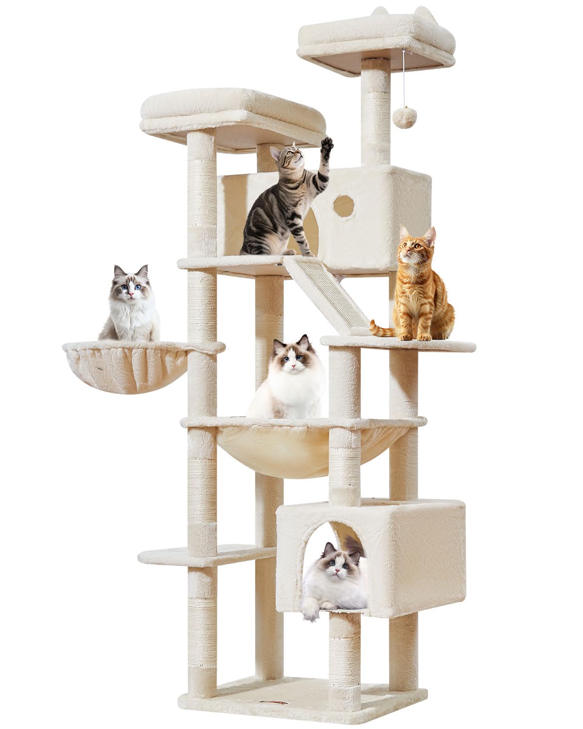 Amazon | Taoqimiao キャットタワー 高さ 180cm 大型猫用 多頭飼い対応
