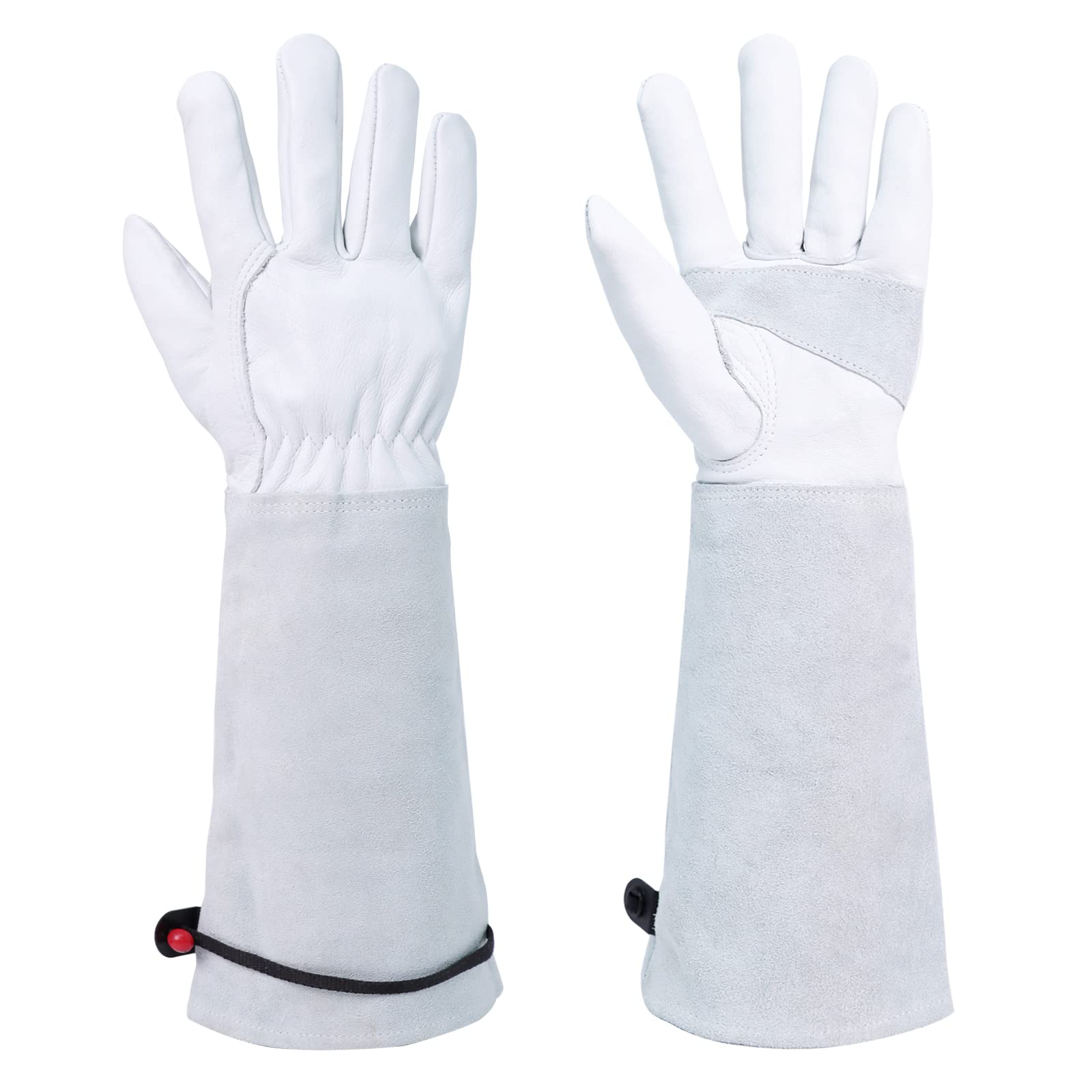 Photo 1 of *COLOR MAY VARY* Moosinily Pruning Gloves Long for Men & Women, Pigskin Leather Rose Gardening Gloves- Breathable & Durability Gauntlet Gloves Medium (Pack of 1) White