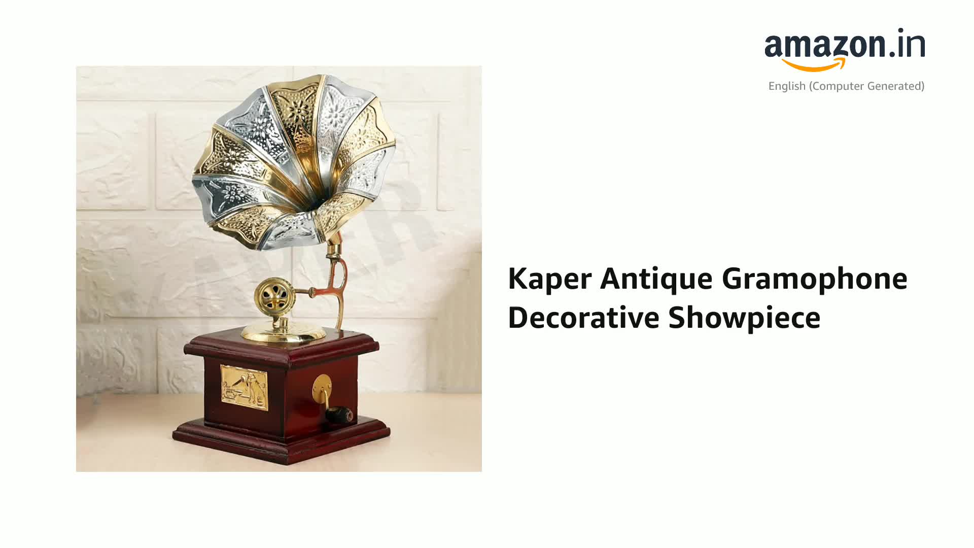KAPER Antique Brass Gramophone Showpiece (10 Inch) – Handcrafted