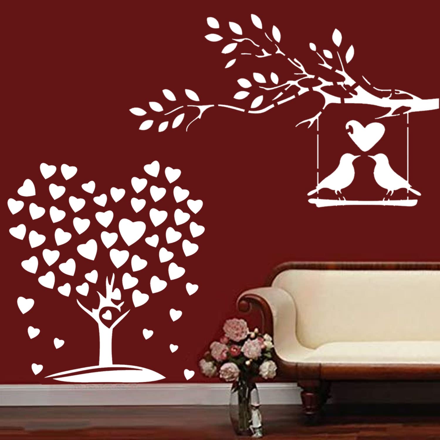ARandNJ Combo Painting Wall Stencils, (Size:- 16X24 Inch),Nature Pattern Theme- Love Birds and Love Tree DIY Reusable Painting Design Suitable for Bedroom, Drawing Room & Office Decoration (Pack of 2) (B09S1CSKH7) Amazon Price History, Amazon Price Tracker