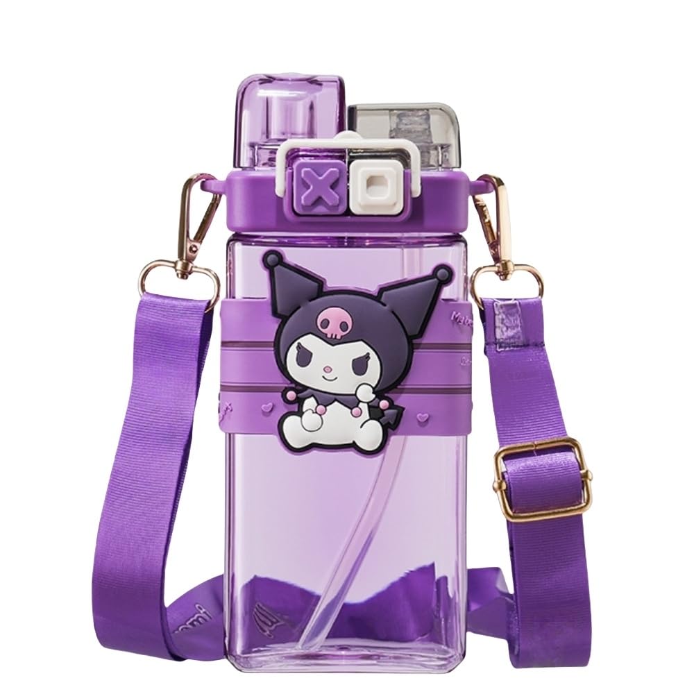 Fashion Yo Kuro 520Ml Water Bottle Reusable Kids Pp With Two Lids Leak Proof With Straw Lid Bpa Free Drinking Bottle (Kuro 520Ml)