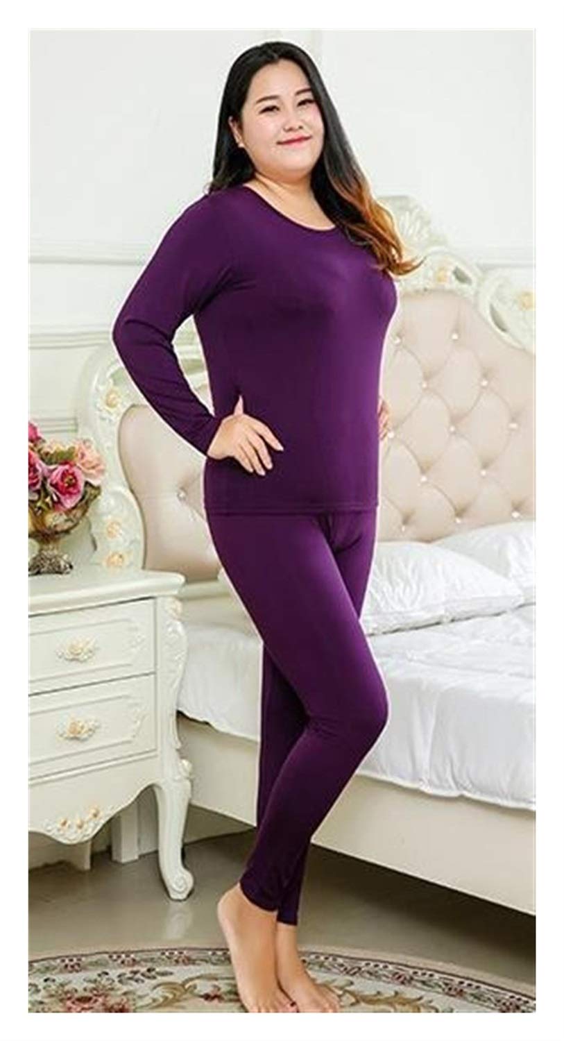 BGDRR Plus Size XL-6XL Thermal Underwear Women Long Johns Girls Winter Thermo Clothing Ladies Pajamas Set Slim Shaper Female Keep Warm (Color : Purple, Size : XXXL)