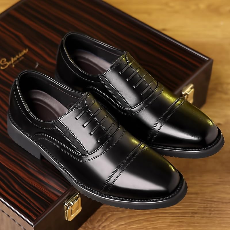 Men Oxford Superior Flexural Leather Fashion Dress Shoes Classic Round Toe Lace Up Lug Sole Soft Bottom Business Work Dress Shoes2