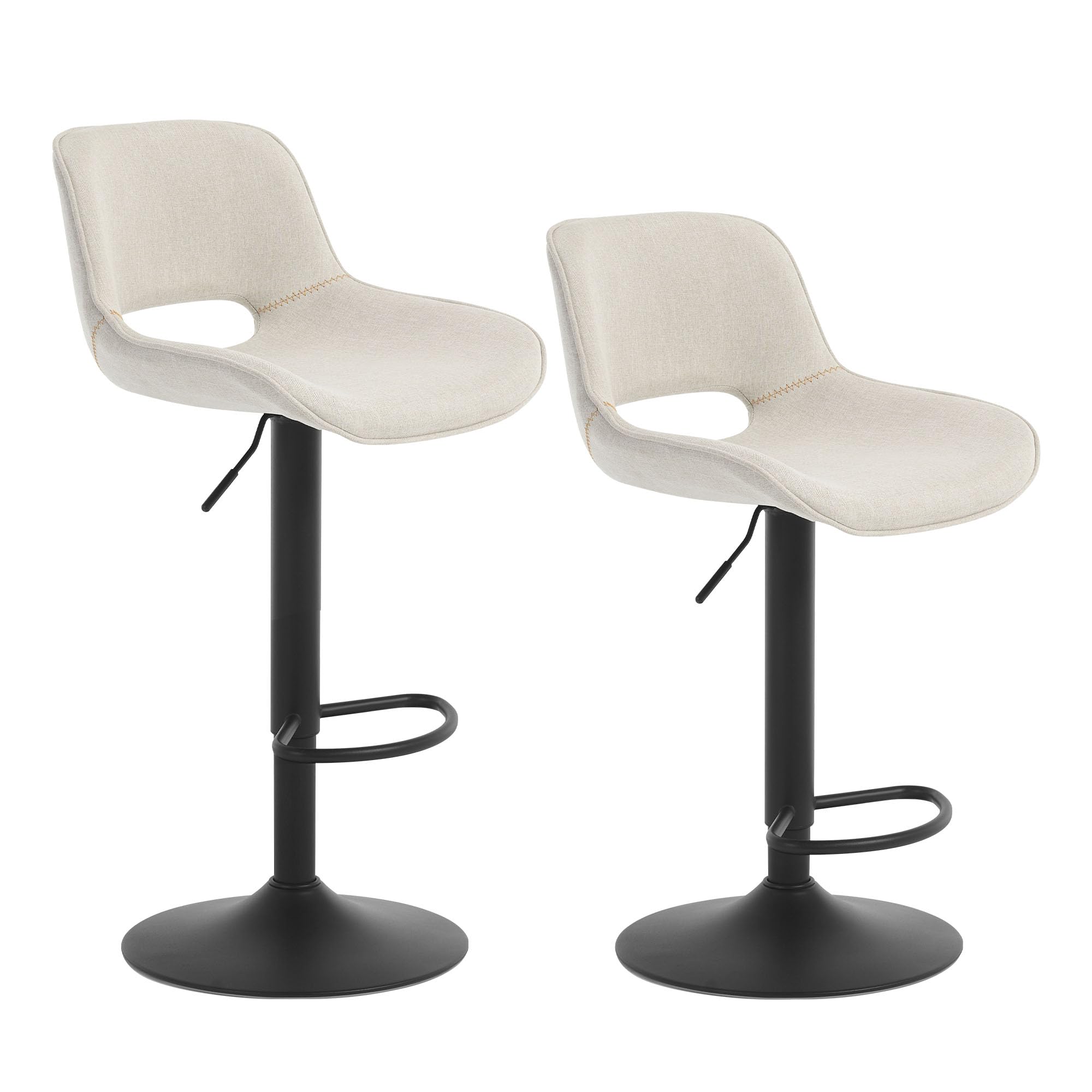 WOLTU 2X Taburetes de Bar, con Reposapies Tela, Beige | para Comedor, Salón y Cafetería