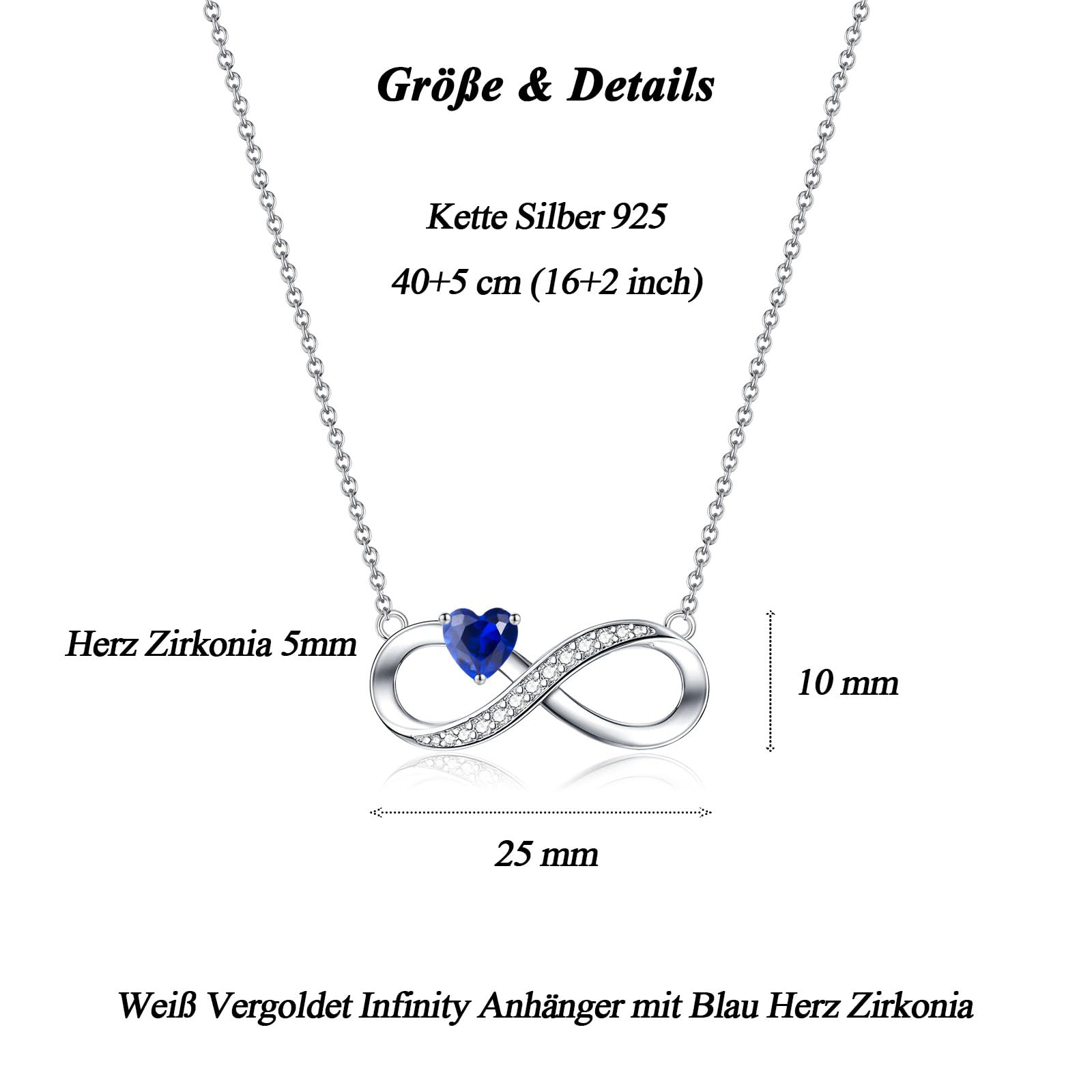 CERSLIMO Regali per mamma/sorella/fidanzata/figlia/moglie, collana in argento 925, con simbolo dell'infinito, ciondolo a forma di cuore, con zirconi, per compleanno, amicizia, anniversario di