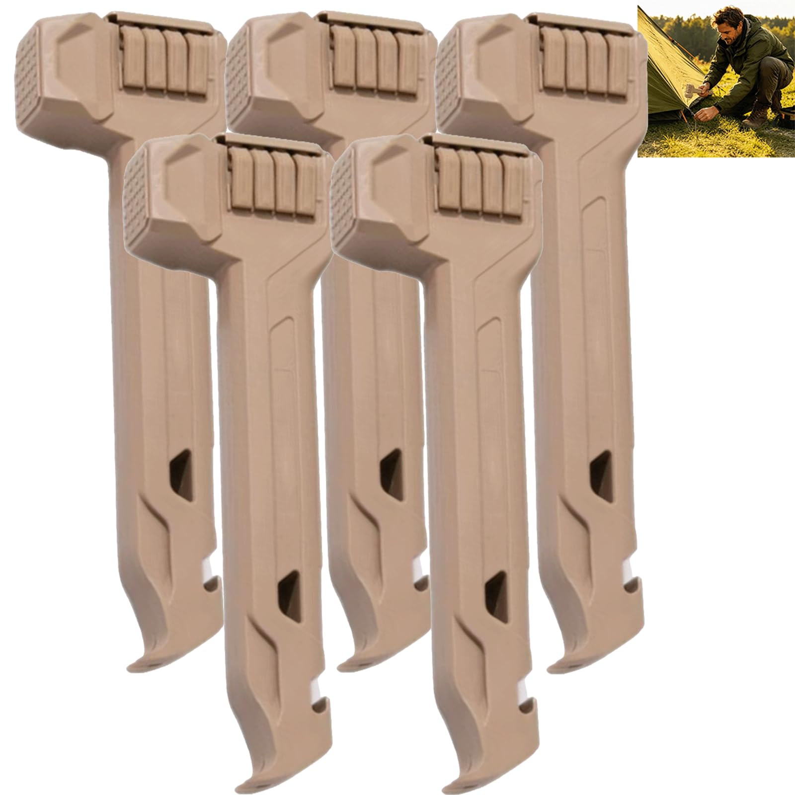 Multifunctional 2-in-1 Tent Stake Hammer Set with 8 Stakes, Built-in Storage & Stake Puller, Upgraded Outdoor Camping Mallet ，Quickly Set up and dismantle Tents (5PCS)