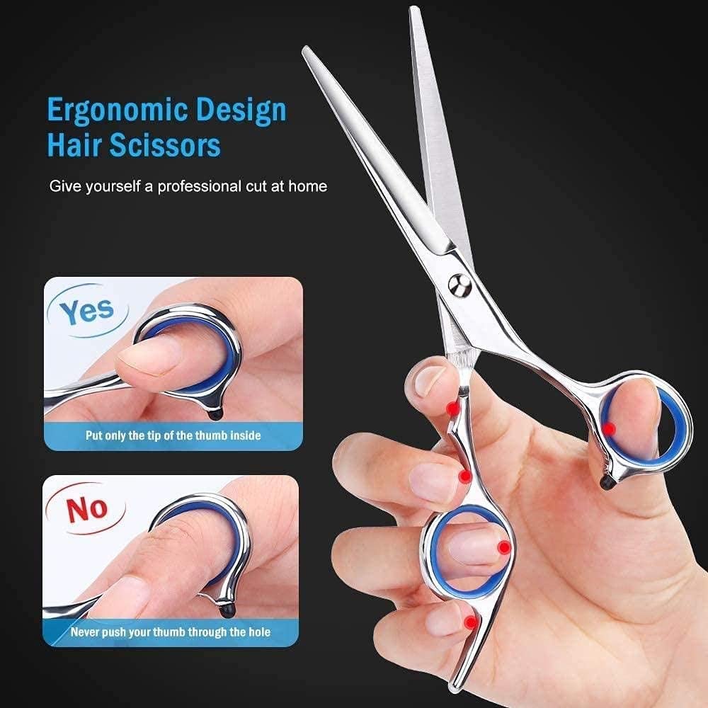Friseurschere Professionelles Friseurscheren-Set - 6,5 Zoll Scheren-Set inkl. Nagelschere - Edelstahl-Friseurschere mit Kammclips und Lederetui für Damen Herren Kinder u
