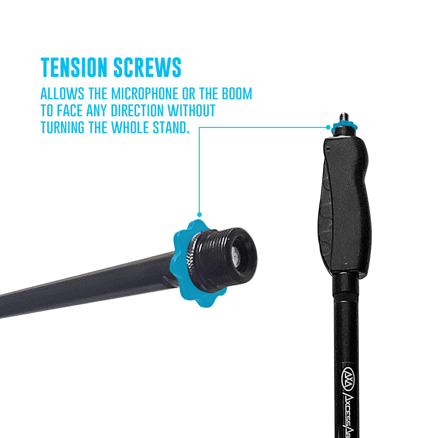 AxcessAbles MS-201RB stojak na mikrofon jednoręczny z obciążoną ciężką, okrągłą podstawą i szybką regulacją wysokości – teleskopowe ramię wysięgnika mikrofonu w zestawie, wysoki stojak mikrofonowy do