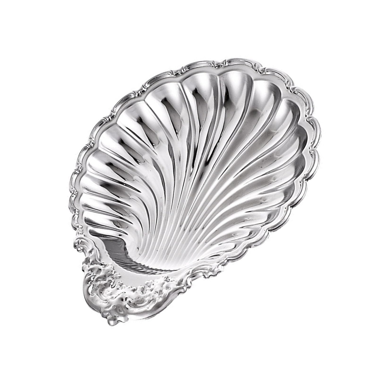 alloneslife Shell Shape Salad Bowl Stainless Steel Fruit Serving Plate Decorative Serving Plate for Fruits Desserts Nut Appetizers Rustless Salad Bowl