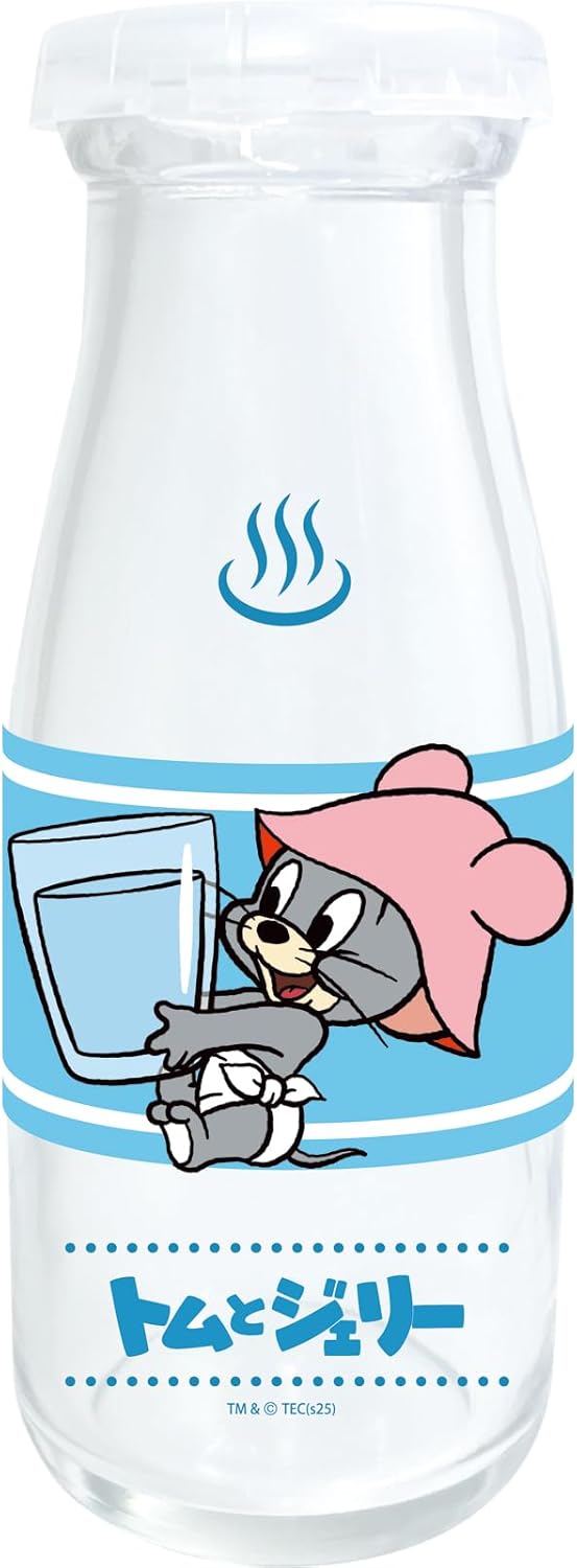 Sun Art SAN5007-4 Tom and Jerry, Milk Bottle, 2.4 x 5.5 inches (6 x 14 cm), 5.3 fl oz (160 ml), Hot Water, Sauna Hat, Tom Jelly, Goods, Dinnerware, Gray, Made in Japan