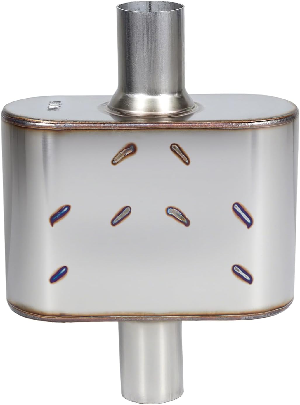 Exhaust Muffler, Universal Muffler Single for Cars Trucks, Stainless Steel Straight-Through Chamber Performance, 2" Inlet/Outlet, Overall Length 13"