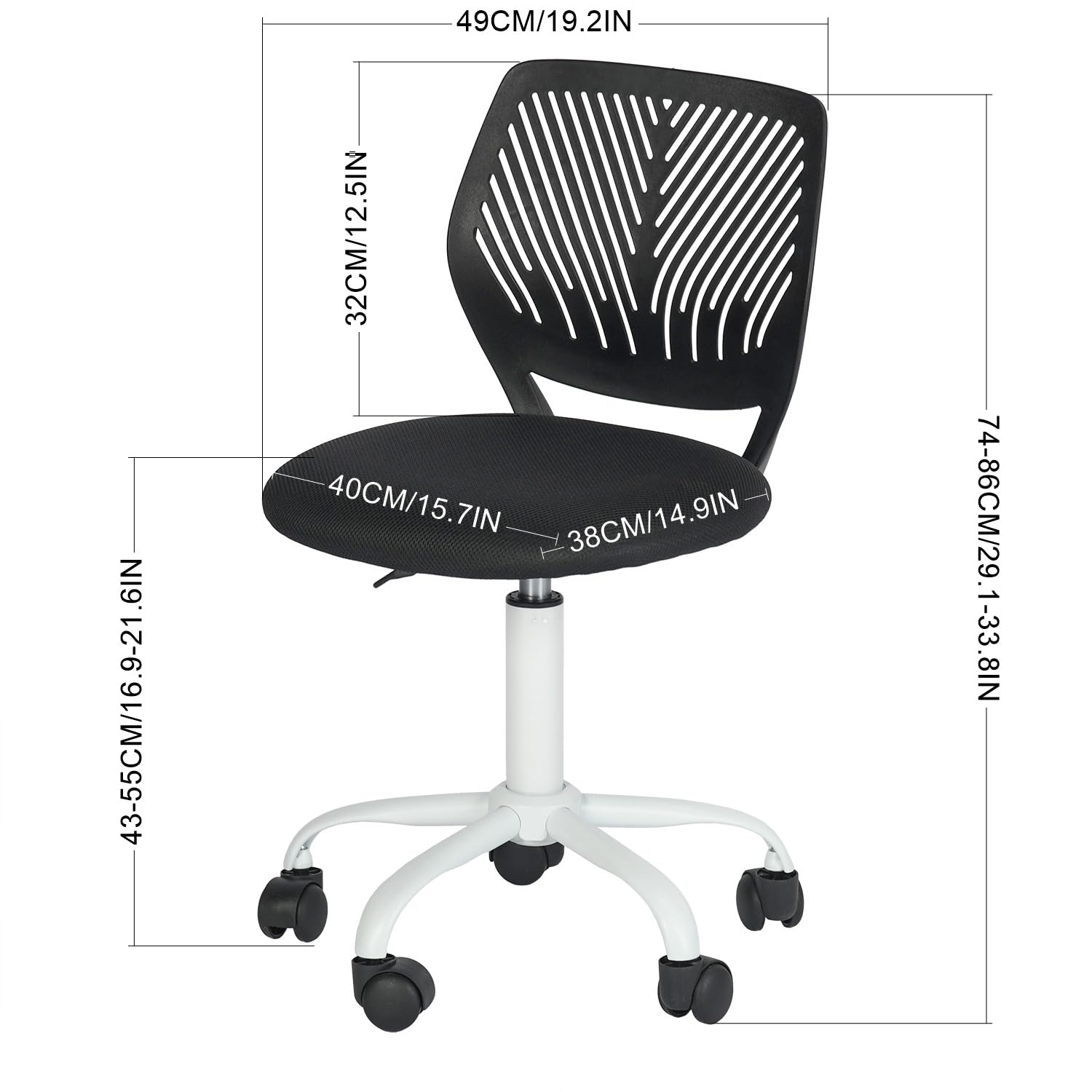 HOMYLIN 1 chaise de repassage avec roulettes, chaise ergonomique réglable en hauteur, parfaite pour scène de repassage, buanderie, salle de couture, noir