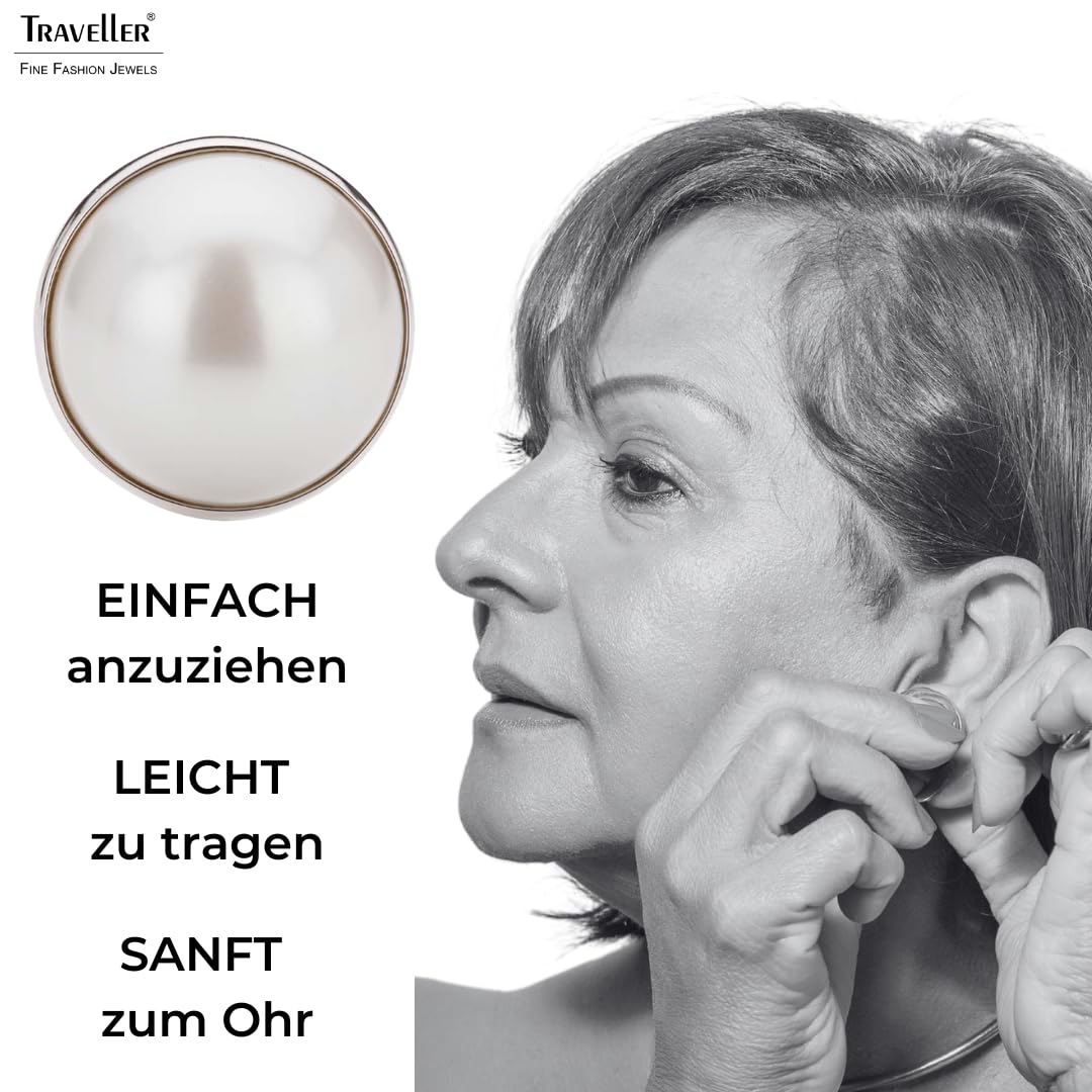 Traveller Orecchini a clip - Perla 10-20 mm bianco