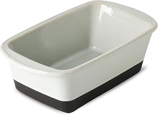HVH Ceramic Loaf Pan for Baking Bread, 9 x 5 inch Baking Bread Loaf Pan, Rectangular Bread Pan, Bread Baking Pan for Cooking, Farmhouse Style (Black Pottery)