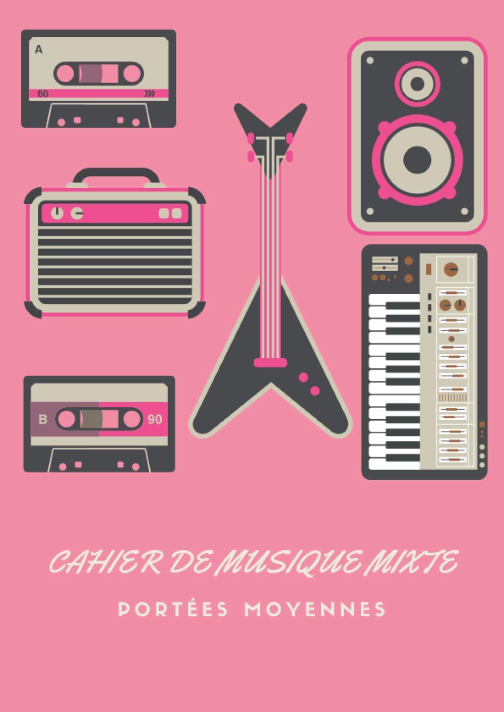 Cahier de musique mixte - Moyenne Portées: Carnet de musique avec portées de taille intermediare | 6 grandes portées par page - une page lignée à ... portée | pour enfant débutant la musique