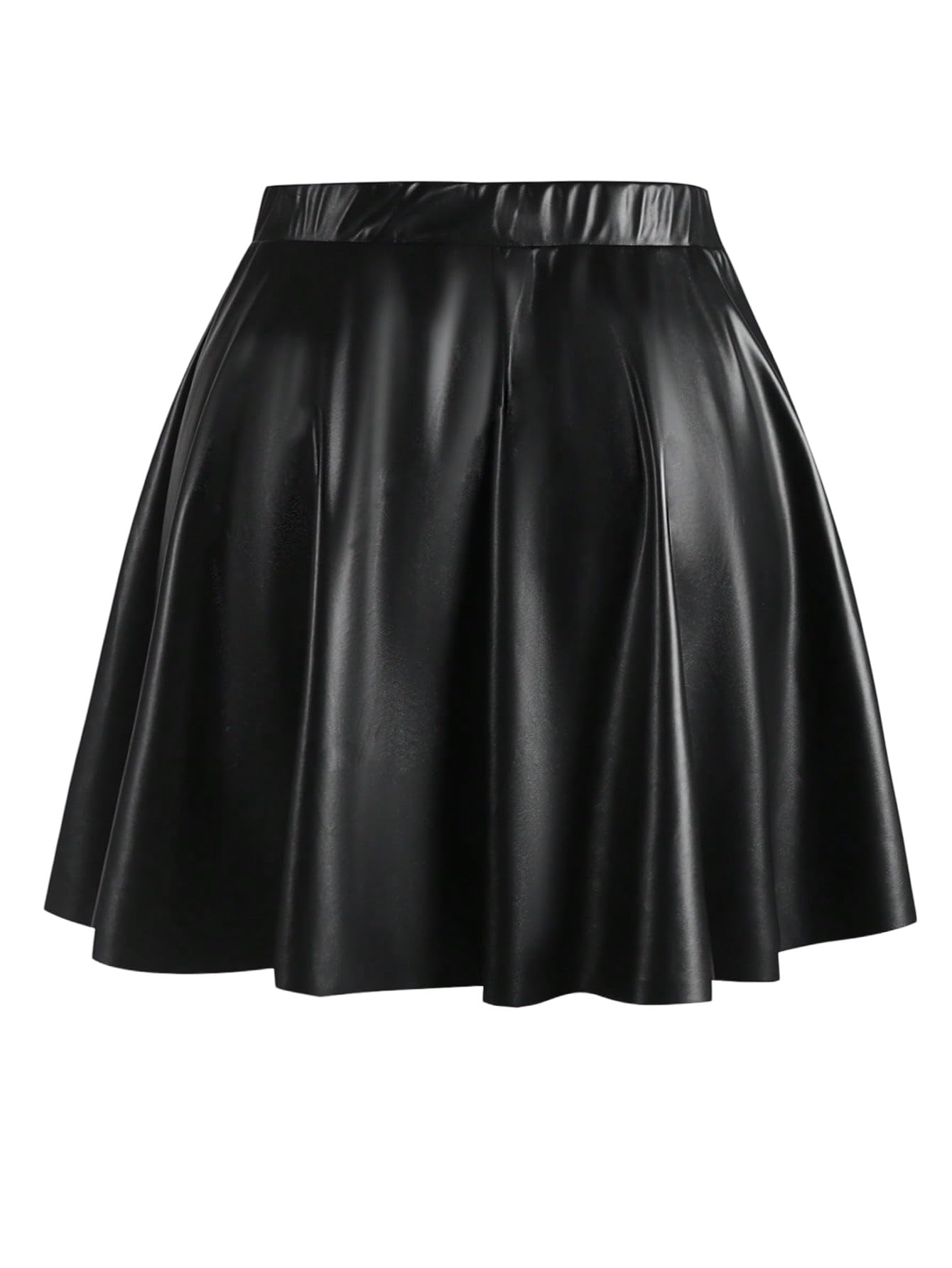 GORGLITTER Gonna da donna Curvy Minigonna a vita alta, con chiusura lampo, taglie grandi, linea A, gonna in pelle con pieghe