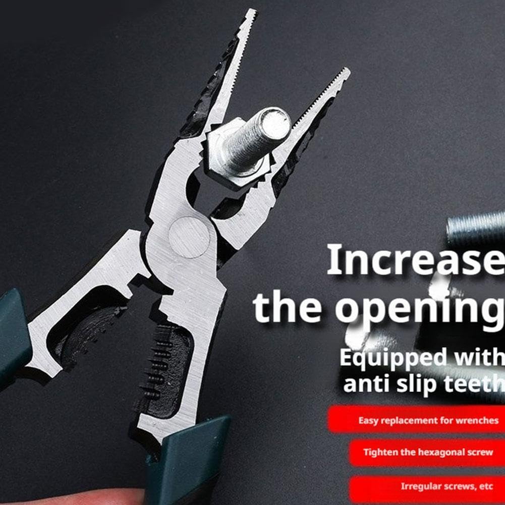 Industrial-Grade Multi-Function Cutting Pliers, 9-in-1 Multi-Functional Pliers Nail Puller/Wire Cutter/Stripper/Crimper—Compound Action Leverage Design,Professional Cutting Tool for Home Repair