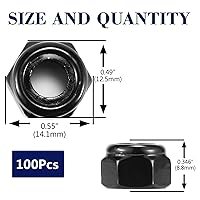 Vista 13 de 5/16-18 Tuercas de bloqueo hexagonales de nailon 5/16-18, 50 tuercas de seguridad de acero inoxidable 304, accionamiento hexagonal, acabado