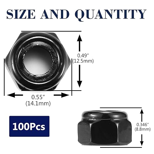 Miniatura 13 de 5/16-18 Tuercas de bloqueo hexagonales de nailon 5/16-18, 50 tuercas de seguridad de acero inoxidable 304, accionamiento hexagonal, acabado