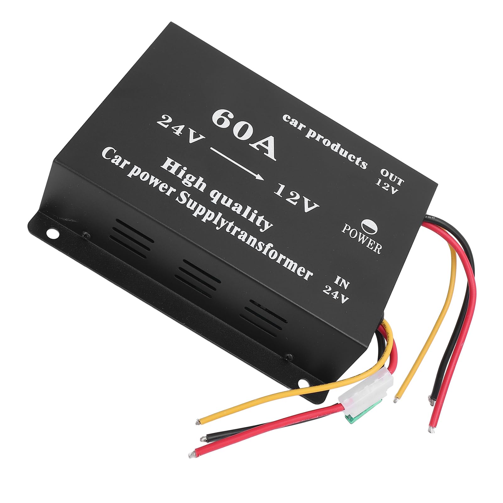 Convertitore di tensione da 24 V a 12 V 600 W 50 A – Adattatore di alimentazione audio per camion e regolatore riduttore per auto, SUV, autobus – Trasformatore step down con (60A)