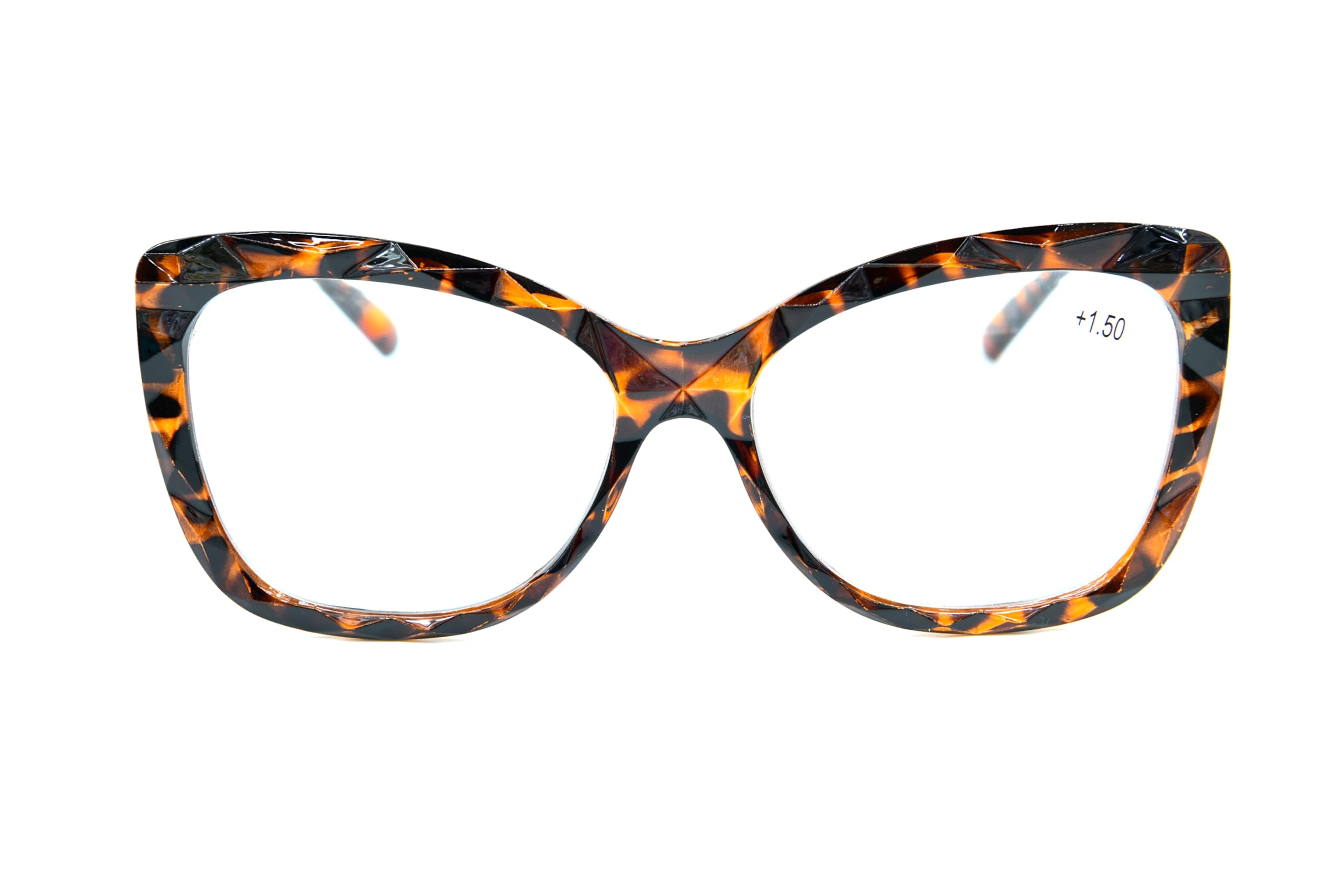 Fads & Fashions Cat Eye Oversized Reading Glasses Womans with Spring Hinges 3 Colours DX71 (Tortoise, +2.5)