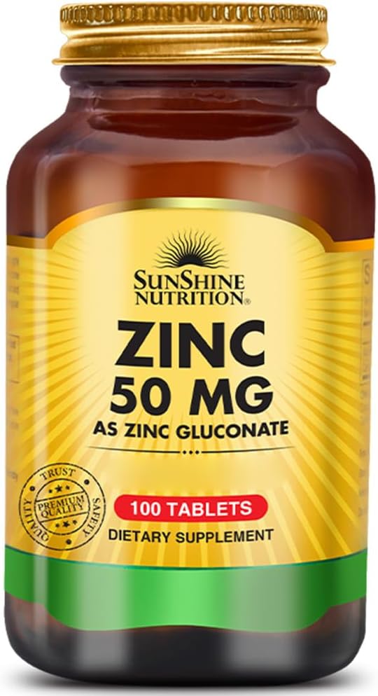 Sunshine Nutrition, Zinc (Zinc Gluconate), 50mg, Depot, 1 Tablet Every 2 Days, High Dosage, 100 Tablets, Soy Free, Gluten Free, Non-GMO