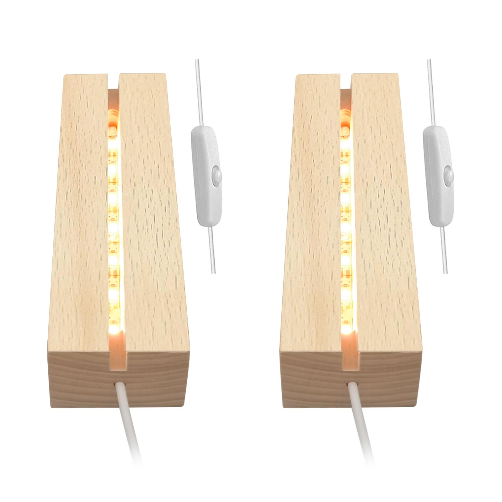 WIYETY 4 luci a LED per display base: colorato, rettangolare, supporto per illuminazione in legno, USB Desktop LED, base per 5 mm di spessore, piastra in acrilico, piastra in vetro, resina (30