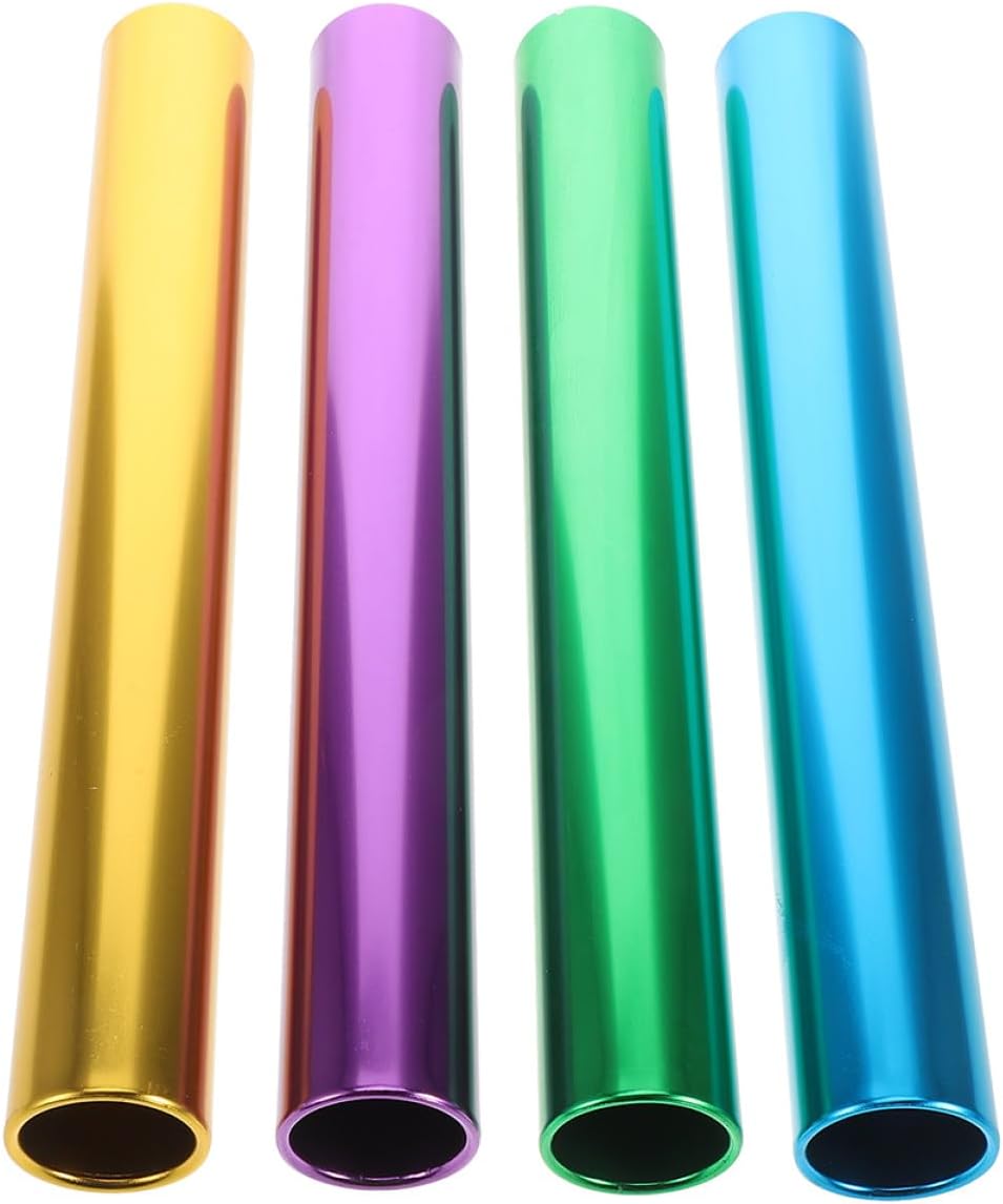 LABRIMP 4pcs Aluminum Alloy Relay Race Sticks Set Smooth Finish, 2.7cm Diameter Racing for Track and Field School Competitions and Outdoor Team Sports