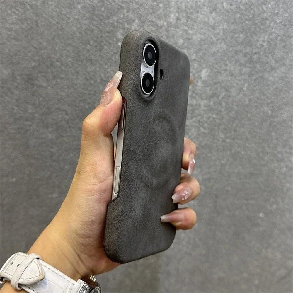 Luxury Cortex Wireless Charge Phone Case for iPhone 16 16PRO 16PLUS 12 13 14 15 16 Pro Max Plus Magnetic Bumper Cover,Gray,for iPhone 15 Pro