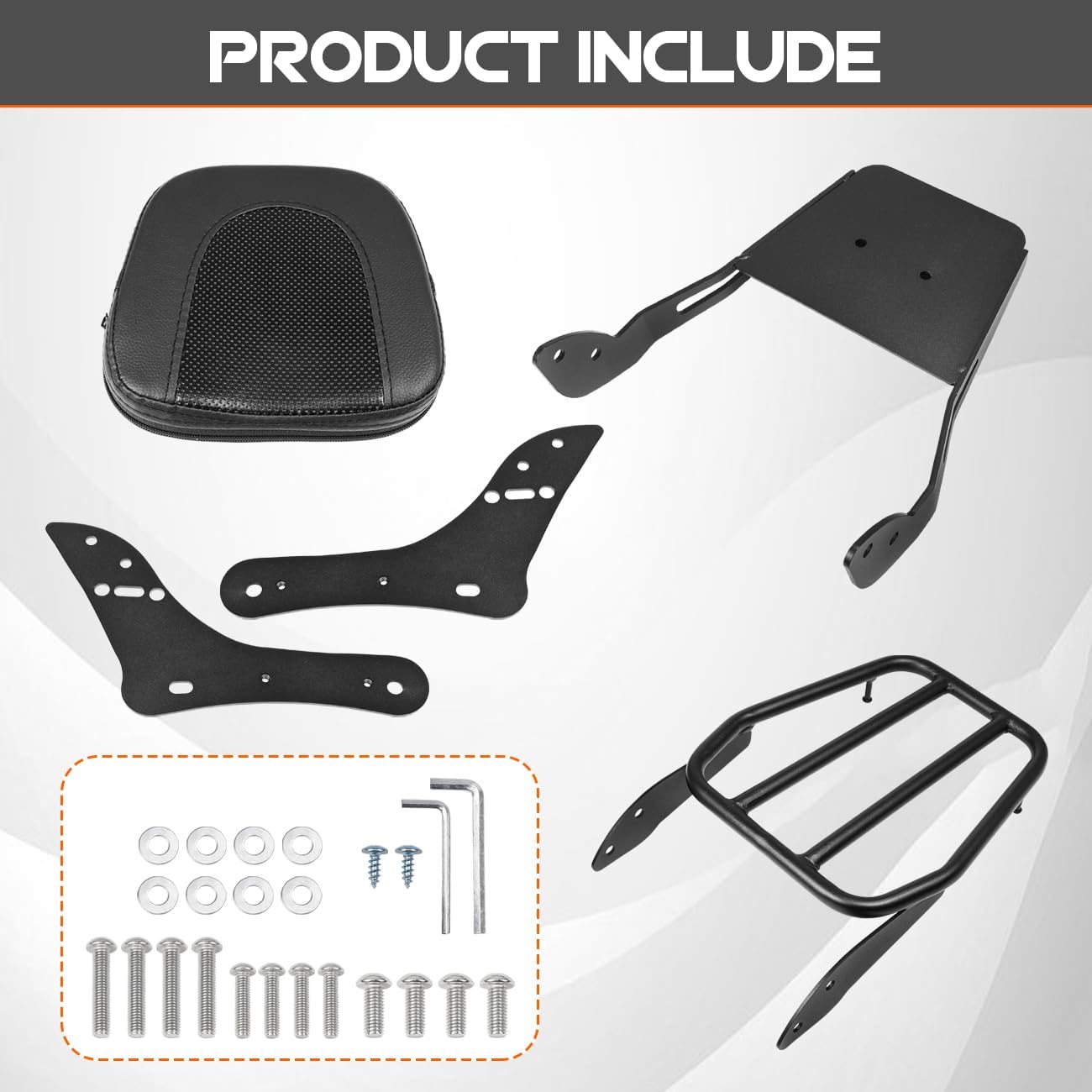 AUFER Detachable Rear Passenger Backrest Sissy Bar With Luggage Rack And Backrest Pad Compatible With For 2015 2016 2017 2018 2019 2020 2021 2022 2023 K-awasaki Vulcan S 650 VN650 EN650